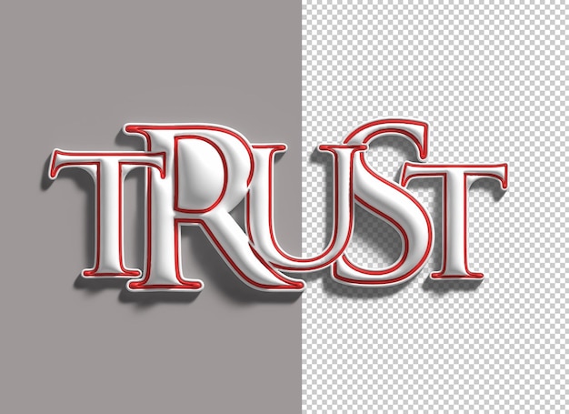 Bezpłatny plik PSD 3d trust lettering typograficzny projekt ilustracji 3d