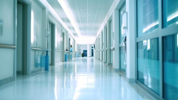 Bezpłatny plik PSD abstrakcyjne rozmycie luksusowego korytarza szpitalnego generacyjna sztuczna inteligencja