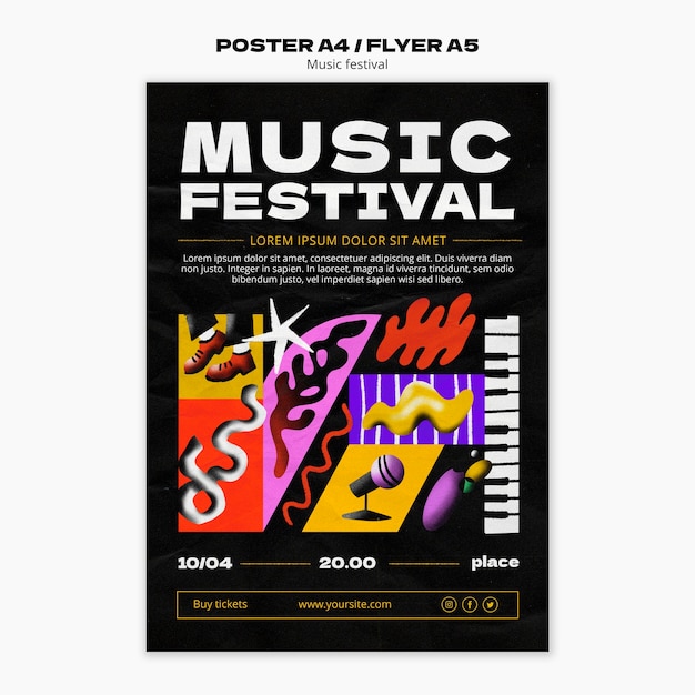 Bezpłatny plik PSD abstrakcyjny szablon plakatu muzycznego