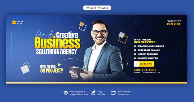 Agencja marketingu cyfrowego i szablon okładki korporacyjnego facebooka