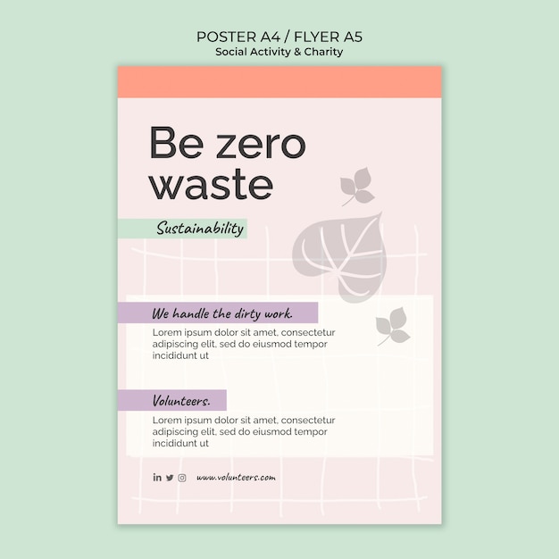 Aktywność środowiskowa I Szablon Plakatu Pionowego Zero Waste