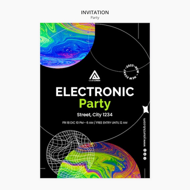 Akwarela Zaproszenie Na Imprezę Elektroniczną