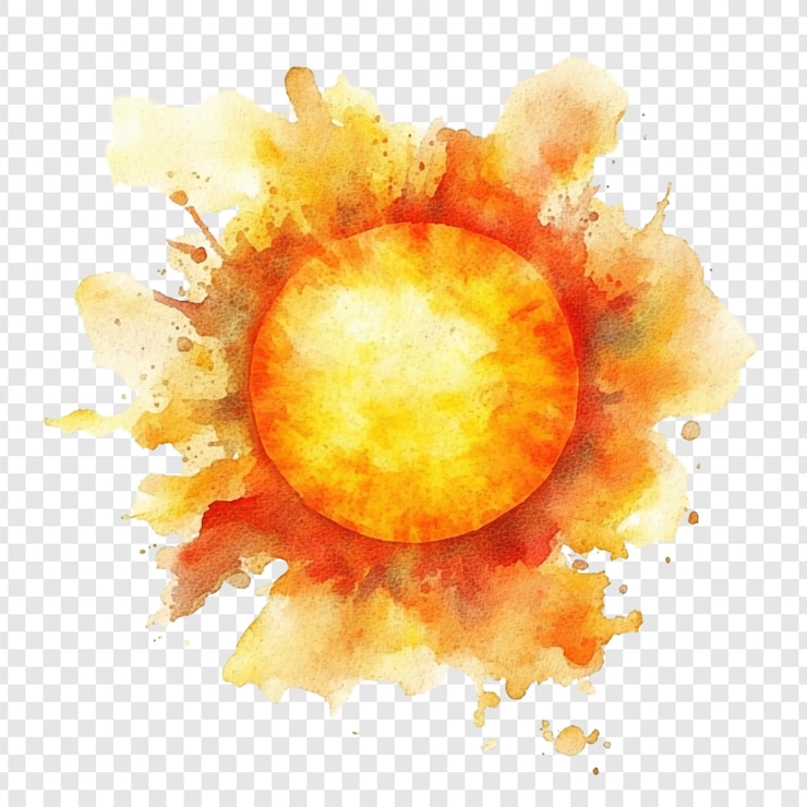 Bezpłatny plik PSD akwarelowy sunburst - żywa uroczystość letniego ciepła