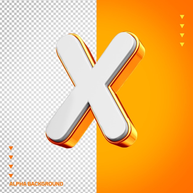 Bezpłatny plik PSD alfabet 3d litera x biała z pomarańczowym