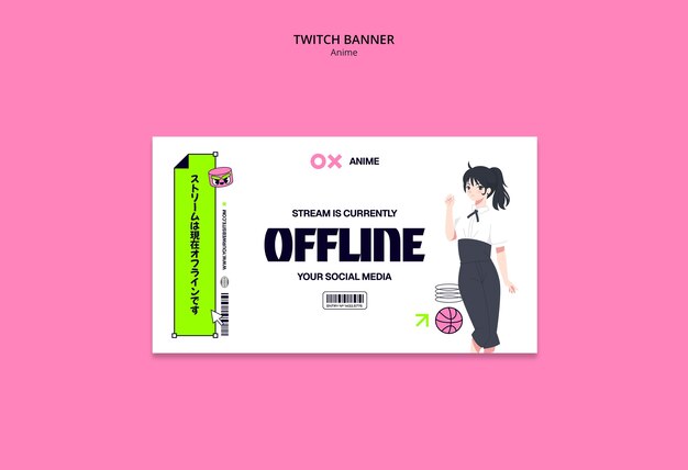 Anime-themed twitch banner: stream offline