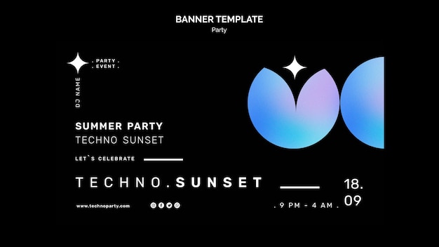 Bezpłatny plik PSD baner na imprezę z muzyką techno