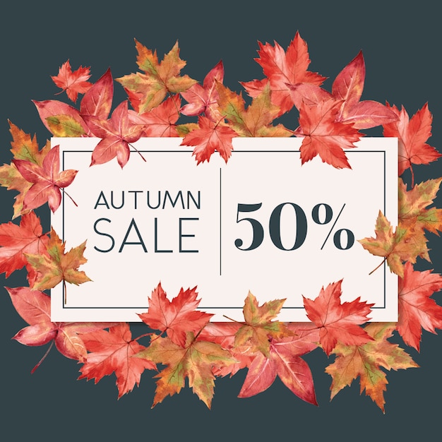 Bezpłatny plik PSD baner o tematyce jesień z ramką liści