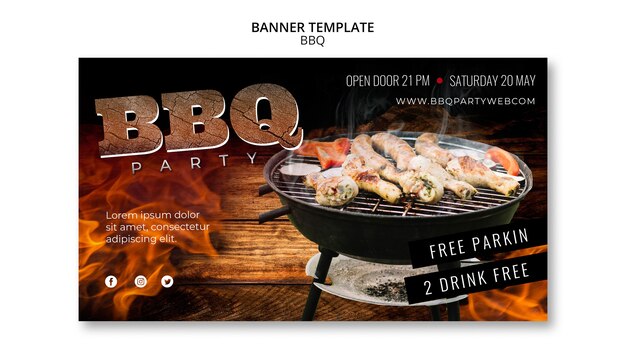 Baner party szablon grill