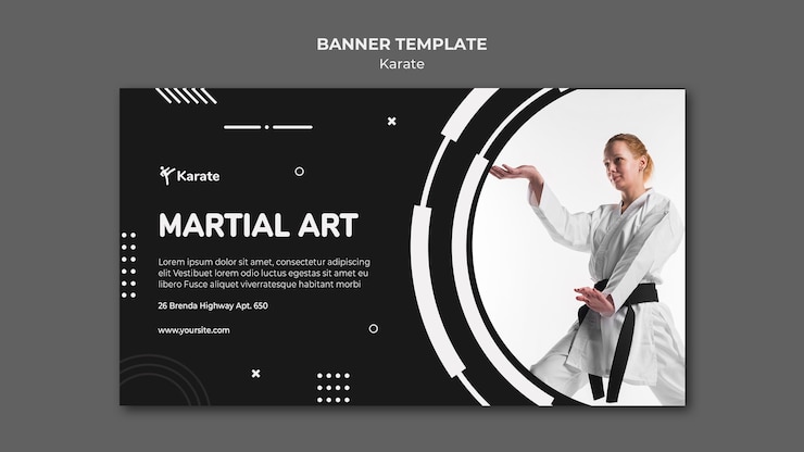 Bezpłatny plik PSD baner szablonu klasy karate