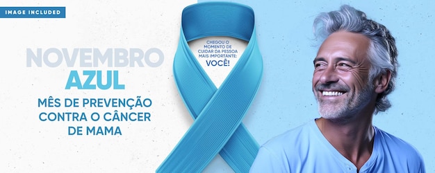 Bezpłatny plik PSD baner szablonu mediów społecznościowych listopadowy niebieski, wszystko przeciwko rakowi prostaty