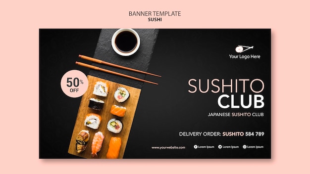Bezpłatny plik PSD baner szablonu restauracji sushi