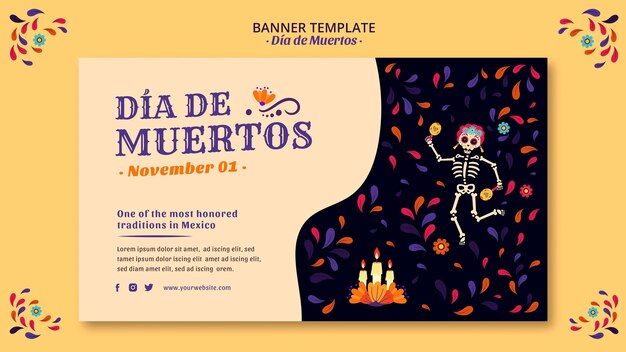 Baner szkielet i konfetti dia de muertos
