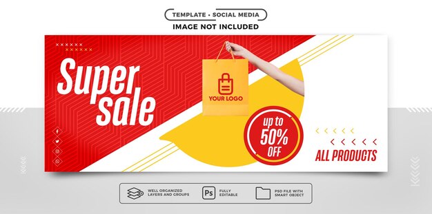 Baner w mediach społecznościowych Super wyprzedaż wszystkich produktów