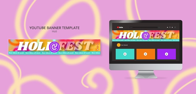 Baner Youtube Z Obchodami Festiwalu Holi