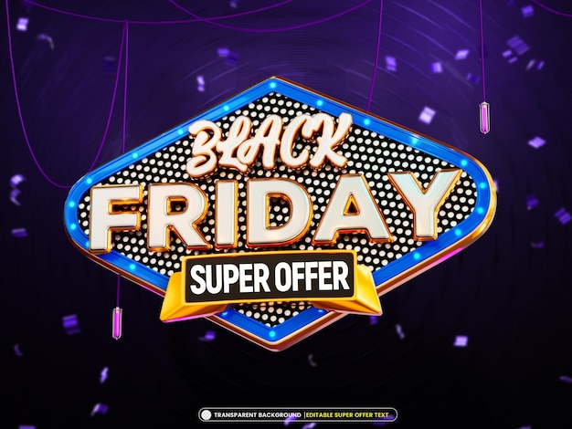 Baner Z Ofertą Super Black Friday Z Edytowalnym Tekstem