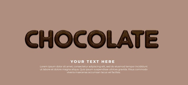 Bezpłatny plik PSD baner z realistycznym tekstem czekolada z tekstem na ciemnym tle