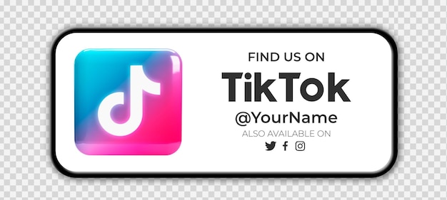 Banner Do Pozyskiwania Obserwujących Z Ikoną Tiktok Na Przezroczystym Tle