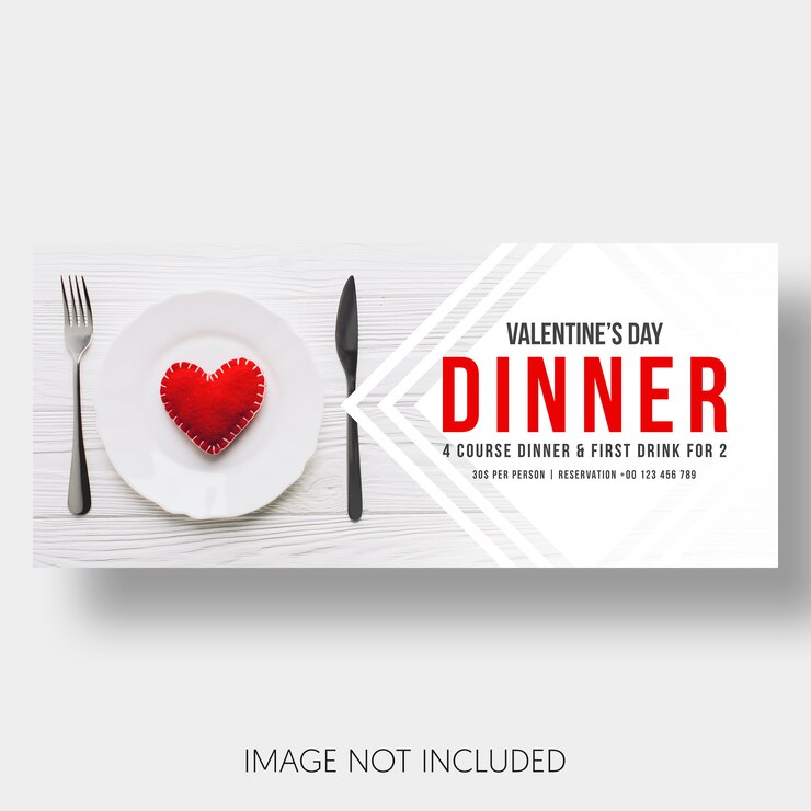 Bezpłatny plik PSD banner szablon restauracja walentynki