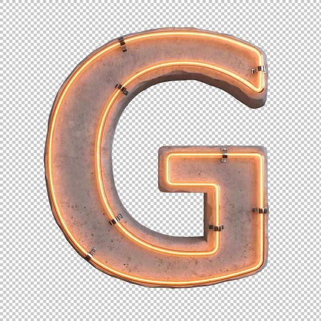 Bezpłatny plik PSD betonowy neonowy lekki alfabet g na przezroczystym tle