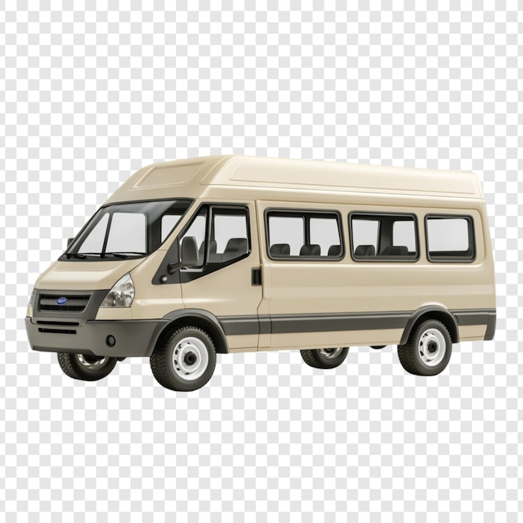 Bezpłatny plik PSD beżowy minivan pojazd transportowy dla pasażerów minibus podróżny