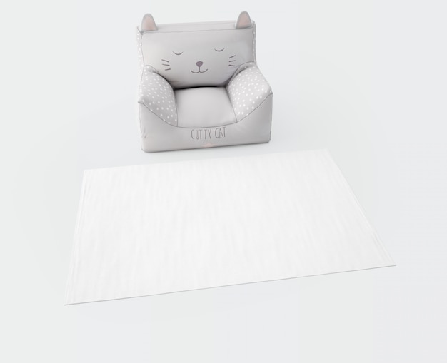 Bezpłatny plik PSD biały dywan i miękkie siedzisko