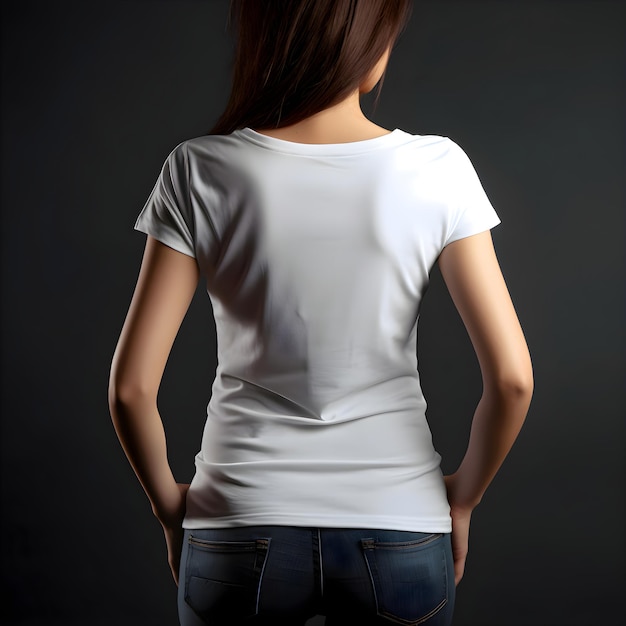 Bezpłatny plik PSD biały pusty szablon koszulki na kobiecym ciele mock up for design