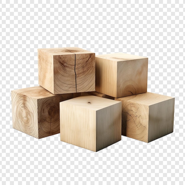 Bezpłatny plik PSD bloki wykonane z drewna izolowanego na przezroczystym tle