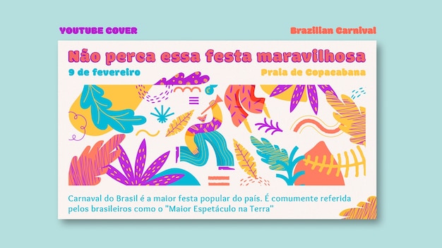 Bezpłatny plik PSD brazylijskie święto karnawału szablon okładki youtube