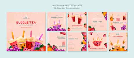 Bezpłatny plik PSD bubble tea posty na instagramie projekt szablonu