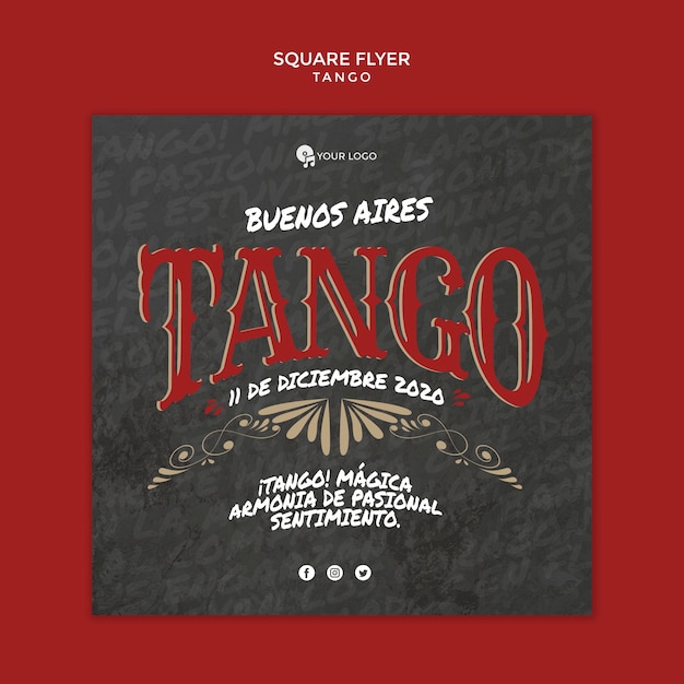 Buenos Aires Tango Kwadratowy Szablon Ulotki