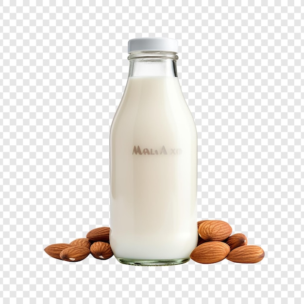 Bezpłatny plik PSD butelka z mlekiem migdałowym izolowana na przezroczystym tle