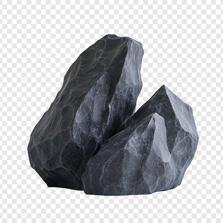 Bezpłatny plik PSD ciemne szare skały szorstka tekstura izolowane tło zdjęcie studyjne 3d renderowanie minimalistyczne martwe życie naturalny kamień stały ciężkie formy geometryczne rzeźba kamienna sztuka abstrakcyjna elementy naturalne powierzchnia teksturowana