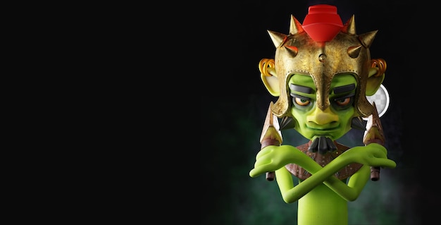 Ciemne Tło Z Ilustracją 3d Goblina