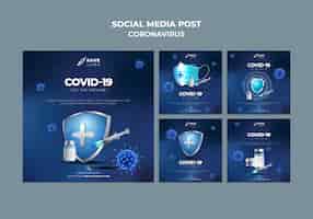 Bezpłatny plik PSD covid 19 post w mediach społecznościowych
