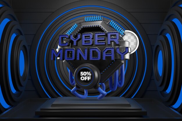 Cyber poniedziałek oferty banner ilustracja 3d