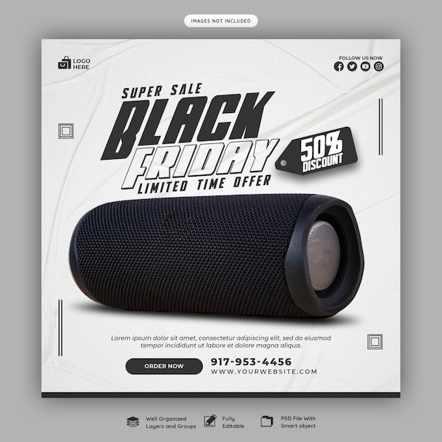 Czarny Piątek Super Sprzedaż Szablon Transparent Mediów Społecznościowych