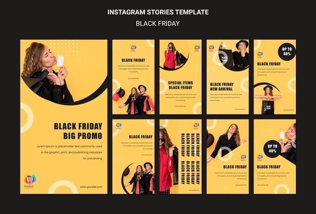 Czarny piątek szablon historii na Instagramie