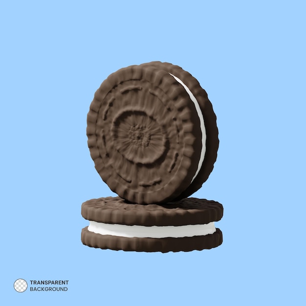 Bezpłatny plik PSD czekoladowe herbatniki ikona na białym tle renderowania 3d ilustracja