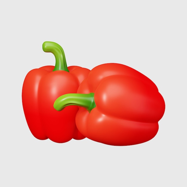 Czerwony pieprz na białym tle 3d ikona ilustracja