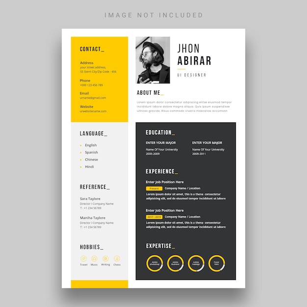 Czysty nowoczesny szablon CV lub cv