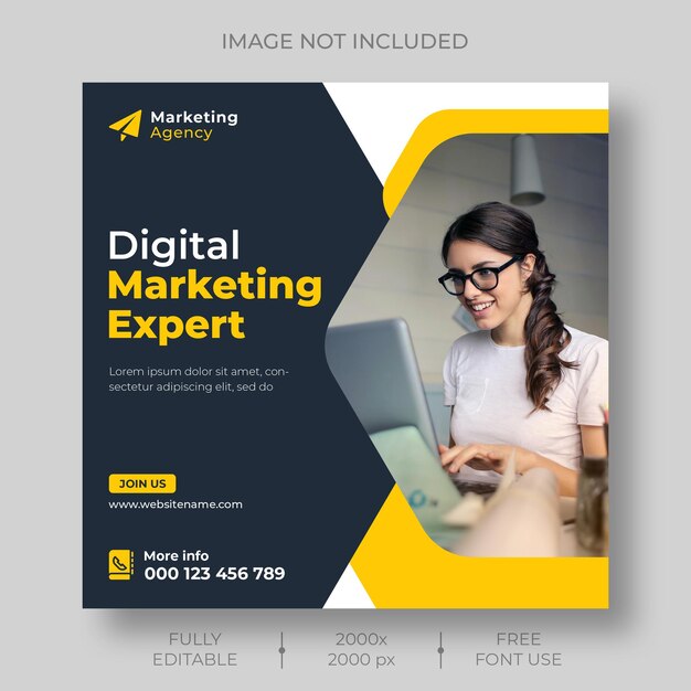Digital marketing korporacyjny, media społecznościowe i szablon postów na Instagramie