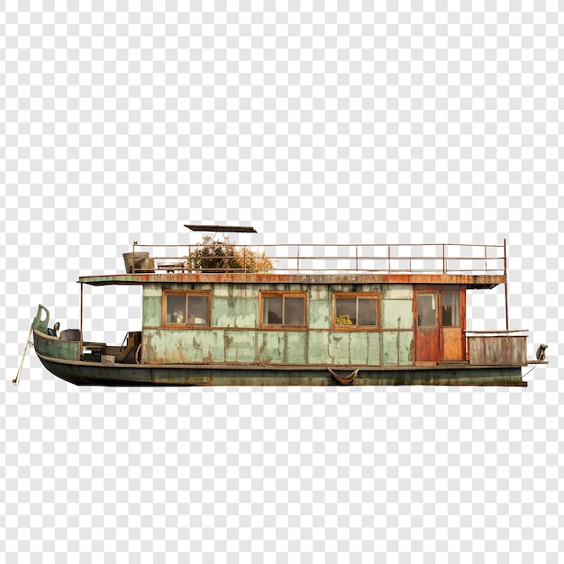 Bezpłatny plik PSD dom na łodzi izolowany na przezroczystym tle