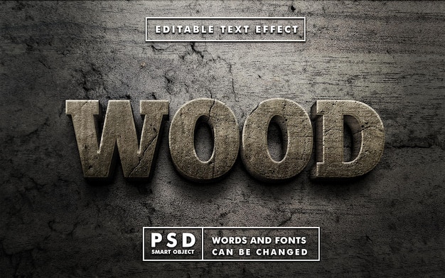 Drewniany realistyczny efekt tekstu 3d premium psd