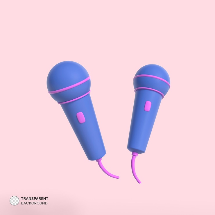 Bezpłatny plik PSD dynamiczna scena mikrofonu ikona izolowany render 3d ilustracja