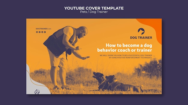 Bezpłatny plik PSD dynamiczne kształty okładka youtube trenera psów