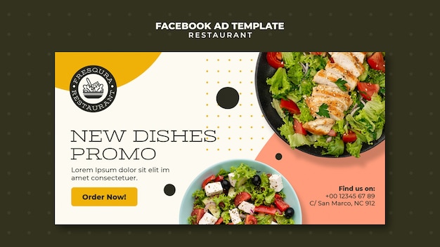 Bezpłatny plik PSD dynamiczny szablon na facebooku ze smacznym jedzeniem