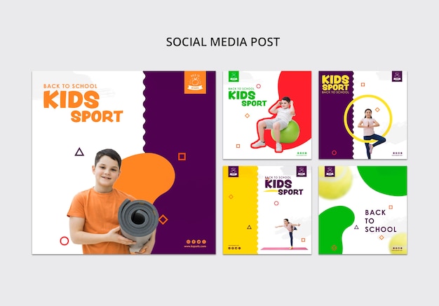 Bezpłatny plik PSD dzieci sport szablon mediów społecznościowych