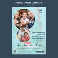 Bezpłatny plik PSD dzień babci i dziadka szablon pionowy plakat z akwarelą