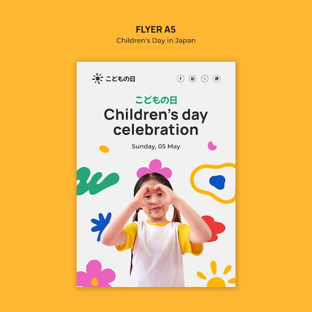 Bezpłatny plik PSD dzień dzieci w japonii szablon