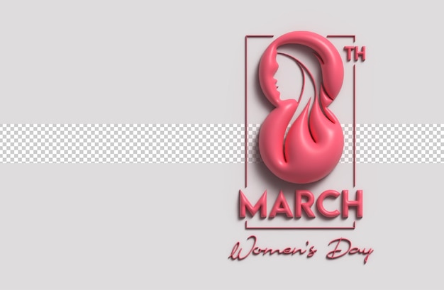 Bezpłatny plik PSD dzień kobiet - 8 marca przestrzeń twojego tekstu projektowanie ilustracji 3d renderowania.